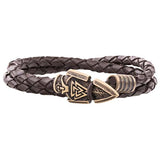 Bracelet en cuir Gungir avec symbole Valknut en bronze