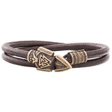 Bracelet en cuir Gungir avec symbole Valknut en bronze