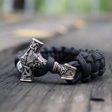 Paracorde viking noir moljnir marteau de Thor géant en argent