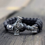 Paracorde viking noir moljnir marteau de Thor géant en argent