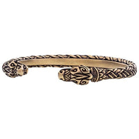 Bracelet viking artisanal représentation Hati et Skoll en bronze