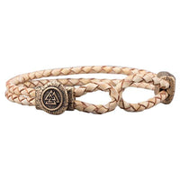 Bracelet cuir en bronze à fermoir symbole Valknut