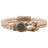Bracelet cuir en bronze à fermoir symbole Valknut
