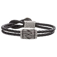 Bracelet cuir argenté à fermoir symbole Valknut