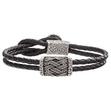 Bracelet cuir argenté à fermoir symbole Valknut