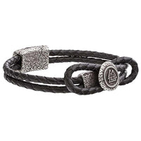Bracelet cuir argenté à fermoir symbole Valknut