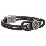 Bracelet cuir argenté à fermoir symbole Valknut