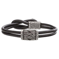 Bracelet cuir argenté à fermoir symbole Valknut