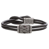 Bracelet cuir argenté à fermoir symbole Valknut
