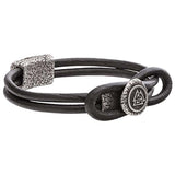 Bracelet cuir argenté à fermoir symbole Valknut