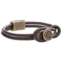 Bracelet cuir en bronze à fermoir symbole Valknut