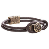 Bracelet cuir en bronze à fermoir symbole Valknut