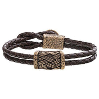 Bracelet cuir en bronze à fermoir symbole Valknut