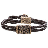 Bracelet cuir en bronze à fermoir symbole Valknut