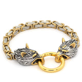 Tète de Fenrir en bracelet artisanale, acier inoxydable