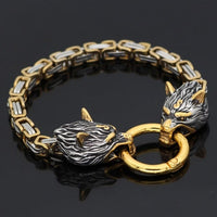 Tète de Fenrir en bracelet artisanale, acier inoxydable