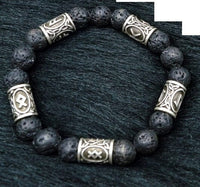 Bracelet runique viking en pierre de lave