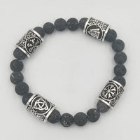 Bracelet runique viking en pierre de lave