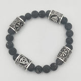 Bracelet runique viking en pierre de lave