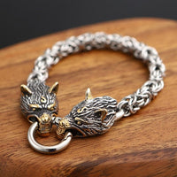 Bracelet viking têtes de loups, superbe couleur. Idéal cadeaux.
