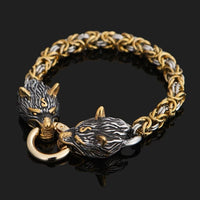 Bracelet viking têtes de loups, superbe couleur. Idéal cadeaux.