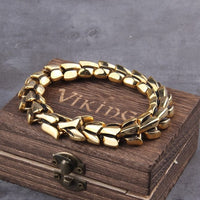 Bracelet ouroboros viking pour hommes en acier inoxydable plusieurs couleurs