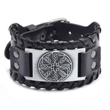 Bracelet cuir Valknut, Yggdrasil, Aegishjalmur, Fenrir