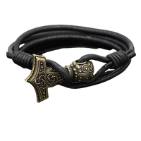 Cuir véritable Mjolnir en bronze  marteau scandinave