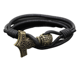 Cuir véritable Mjolnir en bronze  marteau scandinave