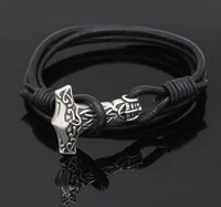 Elegant marteau de Thor avec bracelet en cuir