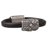 Bracelet cuir avec têtes de loup Sköll et Hati