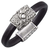 Bracelet cuir avec têtes de loup Sköll et Hati