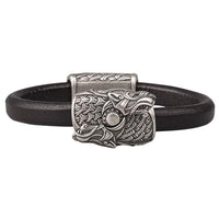 Bracelet cuir avec têtes de loup Sköll et Hati