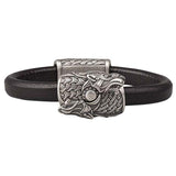Bracelet cuir avec têtes de loup Sköll et Hati